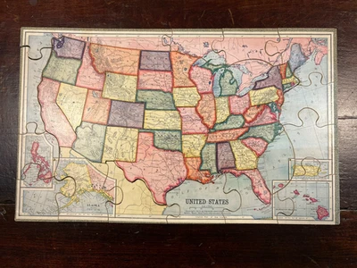 VIntage 1915 美国拼图地图 Parker Brothers 完整 - 无盒 — 第 1/4 张图片