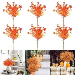 Lifelike 6pcs Fall Plant Arrangement for Home and Garden Beautification - Picture 1 of 25
