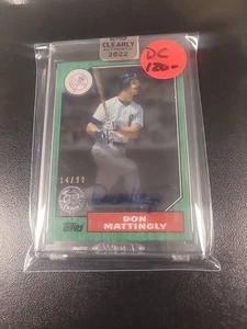Don Mattingly 2022 Topps claramente auténtico verde en tarjeta automática #/99 Yankees  - Imagen 1 de 5