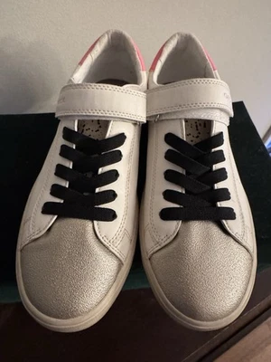 Zapatillas Mujer GEOX Respira Talla 6 EU 38 Blanco Dorado Rosa Con Cordones Excelente Foto 1 de 4