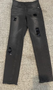 Girls Justice Black Jeans Mid Rise Size 8 embroidered (YG-34) - Picture 1 of 12