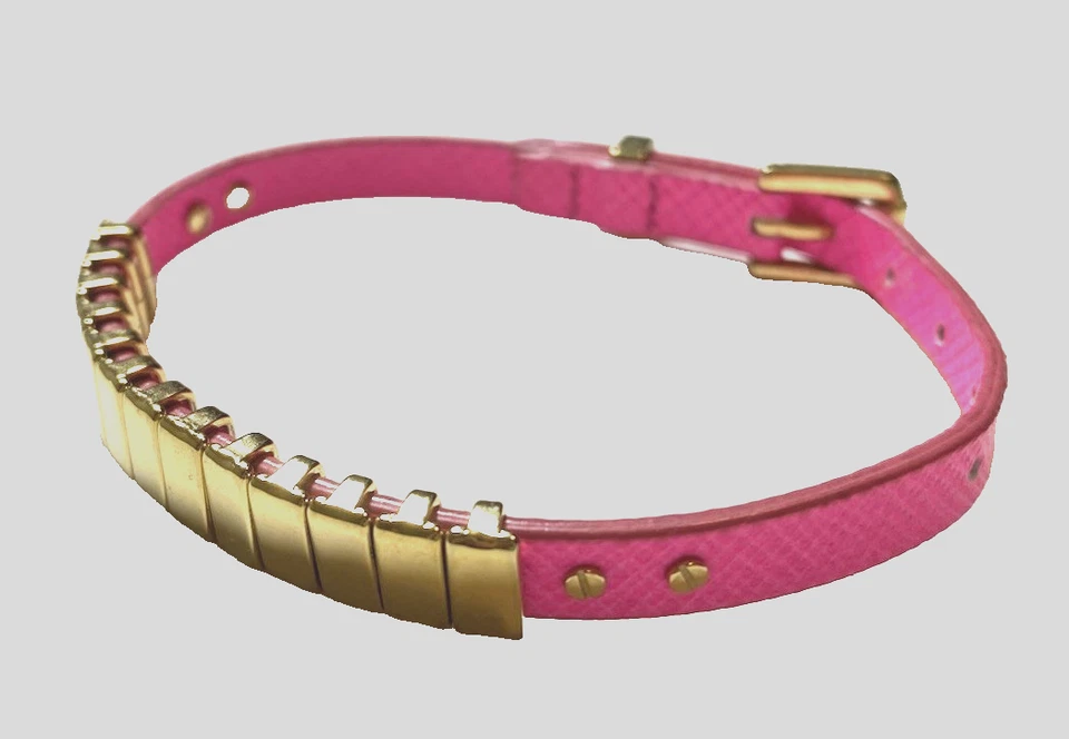 Mujer MICHAEL KORS Deslizadores Tono Dorado y Cuero Rosa Caliente Envolvente Pulsera Hebilla Foto 1 de 4
