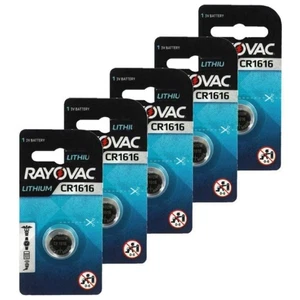 5 RAYOVAC CR1616 LITHIUM BATTERIES 3V CELL COIN BUTTON EXP 2025 SWITZERLAND NEW - Picture 1 of 4