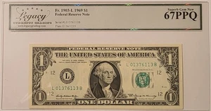 1969 FRB San Francisco $1 Bank Note Superb Gem New 67 PPQ Legacy - Picture 1 of 4