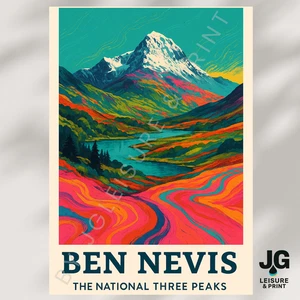 Impresión de póster de arte de pared Ben Nevis National 3 Peaks Mountain A5 A4 A3 A2 A1 - Imagen 1 de 4