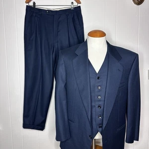 Ravazzolo - Hombre 40R W33 - Lana Virgen 3 Piezas Azul Marino TRAJE Barcelino - Plisado - Imagen 1 de 15