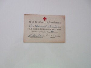 THE AMERICAN RED CROSS 1945 MEMBERSHIP CARD War Fund Contribution donation RARE