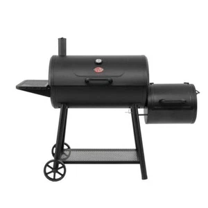BBQ Grill Charcoal Offset Smoker Pit Outdoor Cast Iron Grates Heavy Duty Steel - Picture 1 of 15