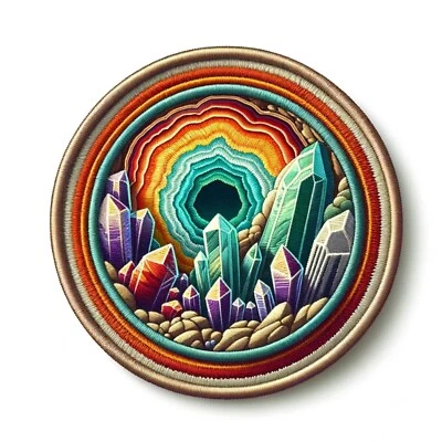 Geodes Patch Iron-on DIY Applique Clothing Vest Jacket, Cave Crystals Rock Hobby - Image 1 of 4