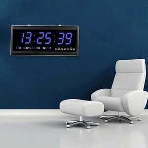 LED Wall Clock Large Digital Desk Alarm Clock Calendar Temperature Date Display - Picture 1 of 15