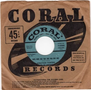 Jonathan Winters & The Martians – Nee Nee Na Na Na Na Nu Nu 1958 Coral Rock VG+ - Picture 1 of 2