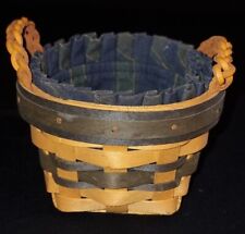 Collectors Club Handwoven Longaberger Basket W/ Leather Handles & Cotton Insert 