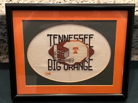 Univ. of Tenn Football Needlework/Cross-Stitch Framed Wall Plaque "BIG ORANGE"!! Cover