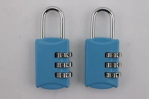 2x Digit Resettable Blue Combination Lock 3 Dial Padlock Door Travel Luggage - Picture 1 of 1