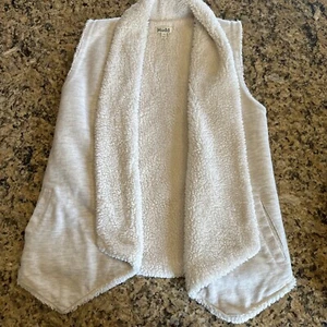 Mudd Girls Vest Sherpa Soft Size 14 Ivory Cream Pockets Y2K 90s 90’s Vintage - Picture 1 of 7