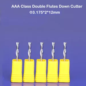 5 Stck. HQ Down Cut zwei Doppelflöte Spirale Linkshänder CNC Fräser Bits 3,175 x 2 x 12 mm - Bild 1 von 2