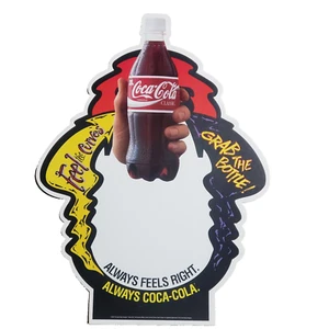 Vintage 15" Coca-Cola Curves Grab Bottle Double Sided Ad Store Decal Sign 1994 - Picture 1 of 8