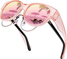 URUMQI Sunglasses Fit Over Glasses for Women, Trendy Round Cat Eye Sun Glasses P