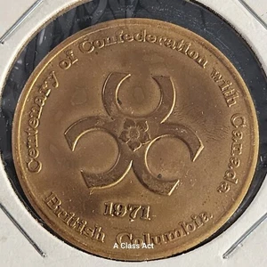 British Columbia Centennial 1971 Commemorative Medallion Canada T5717 - Picture 1 of 4