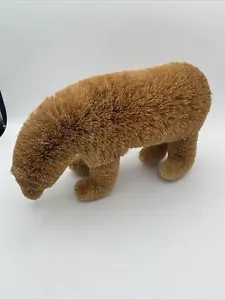 Bear Bottle Brush Bristle Figurine Tan Wild Rustic Art Philippines 10x6” READ - Picture 1 of 8