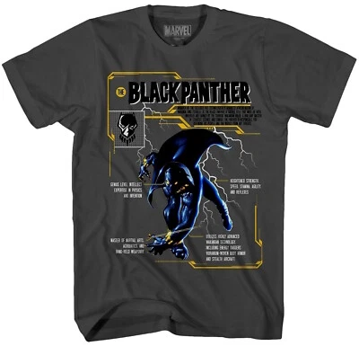 Marvel Avengers ☆ Boys' Black Panther Schematic Graphic T-Shirt ☆ Sizes XS-XL - Image 1 of 2