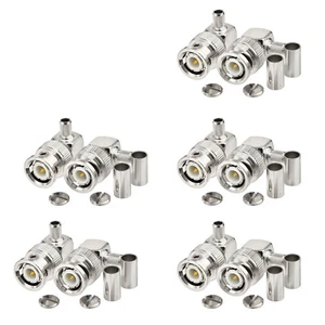 50x 90 deg BNC Male Plug Right Angle RF Connector Crimp RG58 LMR195 RG142 cable - Picture 1 of 7