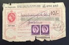 BRITISH POSTAL ORDER 10 Shillings/6d Used Jerusalem 2 X Q. E Stamps (Very Rare)