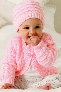 Cardigan hat blanket copy 8 ply knitting pattern premmie newborn to 12 months - Picture 1 of 2