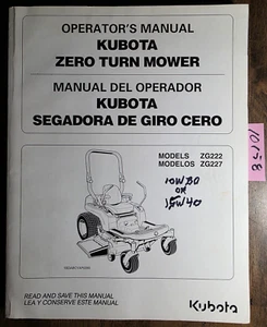 Kubota ZG222 ZG227 Zero Turn Mower Owner's Operator's Manual K3271-7125-2 2009 - Picture 1 of 21