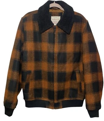 Weatherproof Vintage Jacket Plaid Bomber Sherpa Rust Black Check Mens Large Coat - Image 1 of 4