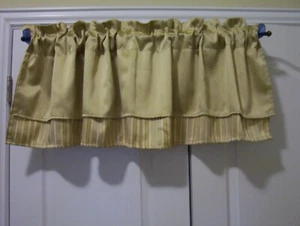VALANCE, WINDOW DRAPE, CURTAIN, 55" X 16", GOLD & BEIGE, DOUBLE FABRIC, NWOT - Picture 1 of 3