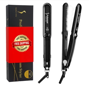 2-In-1 Professional Steam Flat Iron Hair Straightener Styler Ceramic Tourmaline - Picture 1 of 8