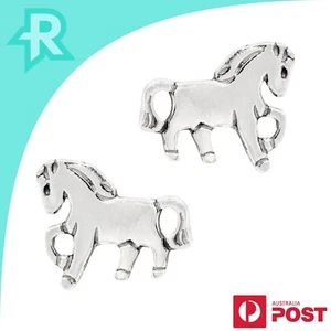Pony Horse Trotting Sterling Silver 925 Stud Earrings - Picture 1 of 5