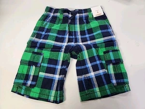 Boy's Gymboree Plaid Cargo Shorts Size 8 Classic Cotton Navy Blue Green - Picture 1 of 9