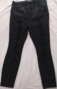 EUC DAMEN TORRID SCHWARZ BOMBSHELL SKINNY BAUCHKONTROLLE DISTRESSED JEANSHOSE 16S - Bild 1 von 16