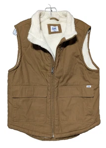 Lee Canvas Work Wear Weste SMALL braun Sherpa gefüttert durchgehender Reißverschluss Outdoor Unisex - Bild 1 von 14