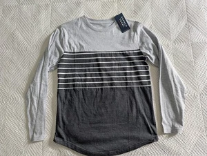 French Toast Youth Long Sleeve Colorblock Tee Sz 14/16 – Heather Gray & Charcoal - Picture 1 of 7