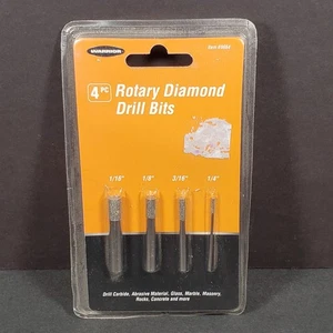 Warrior 4 pc Rotary Diamond Drill Bits #69664 1/16" 1/8" 3/16" 1/4" NOS - Picture 1 of 6