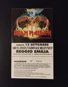 Raro Biglietto Concerto Iron Maiden Anni 90 (1992) 12-09 Reggio Emilia - Foto 1 di 2