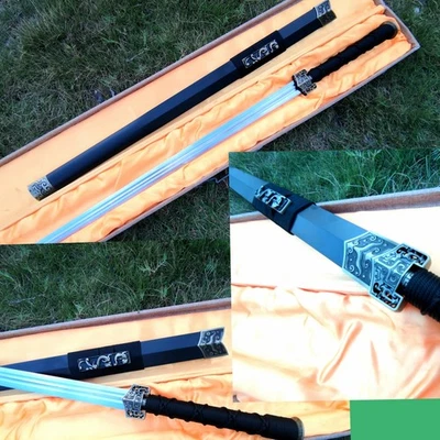 !060 high carbon steel Double slot blade Chinese han sword 汉剑 black saya  - Image 1 of 4