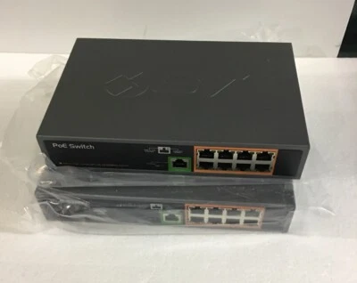 Bv Tech PoE Switch, Camera Inputs 8, 5-13/16" L Gray  Metal Includes Power Cord - Image 1 of 4