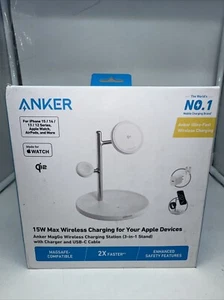 NEW Anker 3-in-1 Wireless Charging Station 15W Qi2 Certified Apple Watch/iPhone - Picture 1 of 5