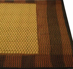 Sushila Vintage Brown Floral Saree 100% Pure Georgette Silk Printed Craft Fabric - Picture 1 of 9