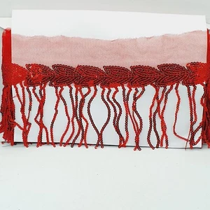 1m 10cm Tropfen Quaste Fransen / Fransenborte Paillettenborte rot - Bild 1 von 1