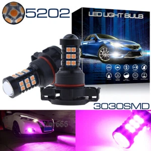 2Pcs 5202 Fog Light 3030 LED Chip Bulb Pink Purple Driving Daytime Running Light - Picture 1 of 8