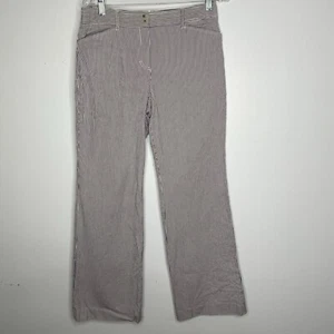 J Crew Seersucker Pants White Blue Striped Womens Sz 10 Wide Leg Flare - Picture 1 of 8