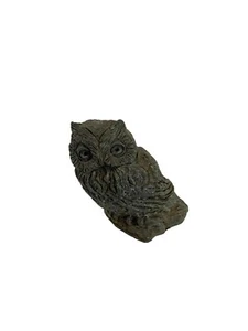 Resin Carved Wooden Appearance 3.5" Tall Owl Figurine Felt Bottom Gray Realistic - Picture 1 of 6