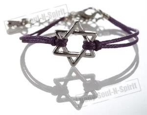 1 Pulseras Cordón Estrella de David Morado Cabalá Judaica Amuleto de la Suerte Joyería - Imagen 1 de 6