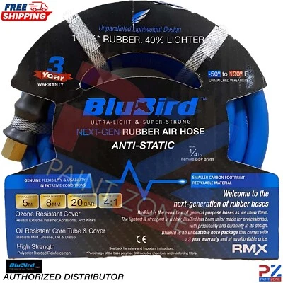 BluBird Air Hose 5m Ultra Lightweight Rubber 8mm ID 20 Bar High Pressure - Image 1 of 4