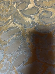 Vintage Satin Brocade Fabric 1950-60s Blue Olive Green 2 yds in length X 44w" - Picture 1 of 12